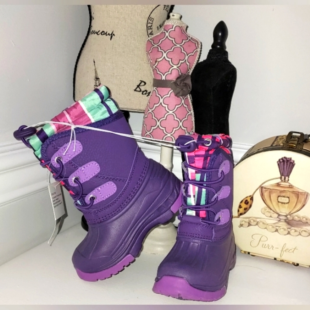 Cherokee Purple/Multi Color Plaid Children's Winter/Rain Boots NWT